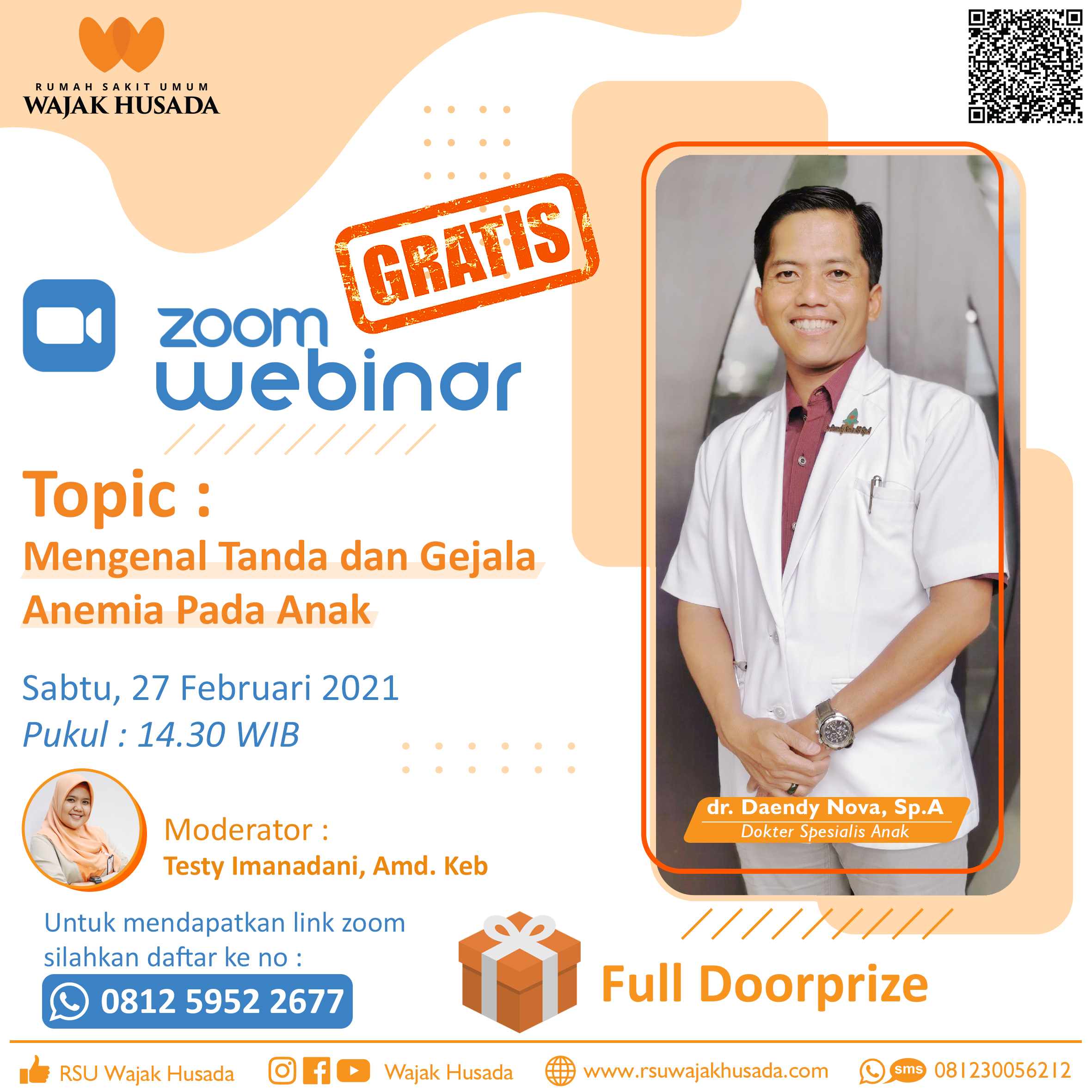 Zoom Webinar Topic "Mengenal Tanda dan Gejala Anemia pada Anak" bersama dr. Daendy Nova, Sp.A